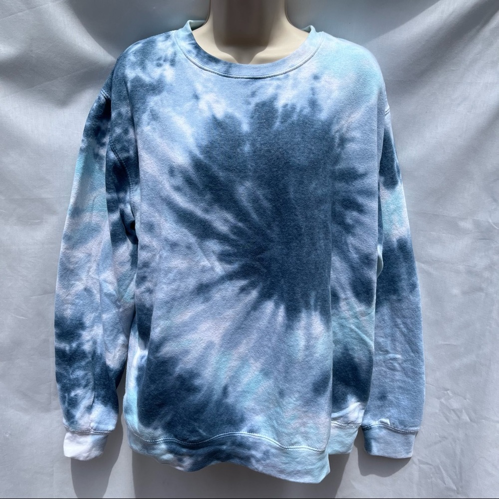 Dreamsicle Blue & White Tie Dye Crewneck Sweatshirt Size M
